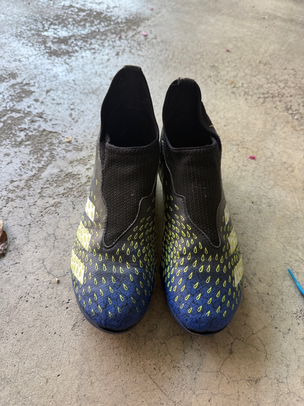 adidas Kids Laceless Soccer Shoes Black Blue Yellow